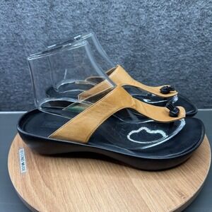 Robert Clergerie‎ Womens Tan Leather Thong Sandals Size 9.5 Minimalist Comfort